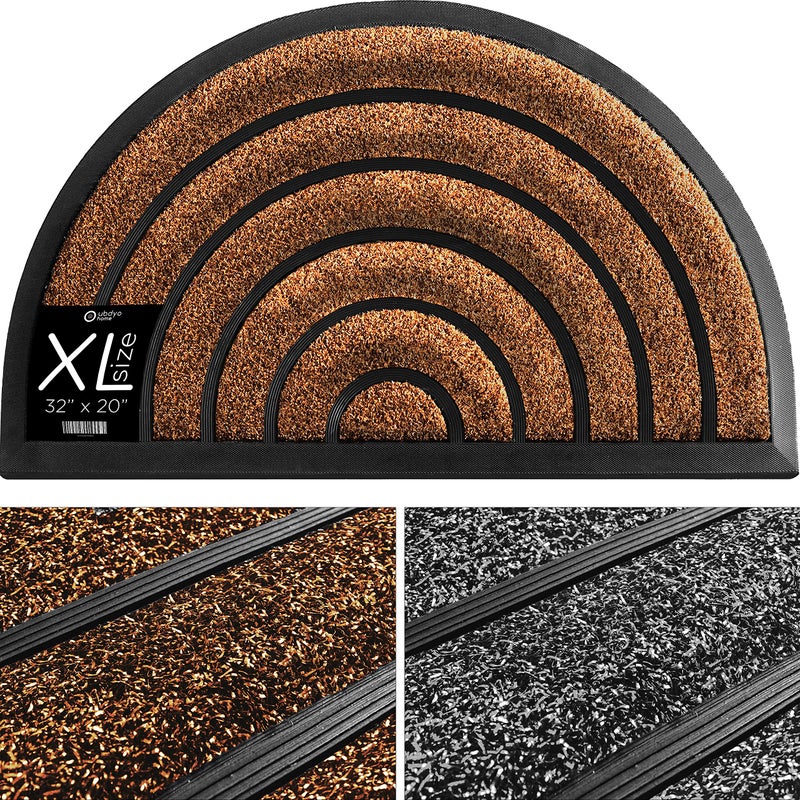 ubdyo Durable Welcome Doormat - Low Pile Front Door Mat Outside Entrance - Muddy Dirt Trapping Welcome Matt Outdoor - Rubber Backing Anti Slip Indoor Doormat Entrance 32'' x 20'', Brown - Image 1